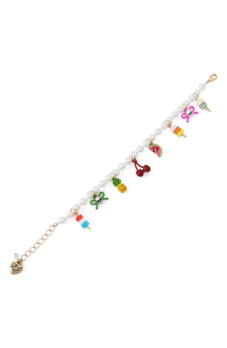 Betsey Johnson Summerween Charm Bracelet, Alternate, color, Pearl