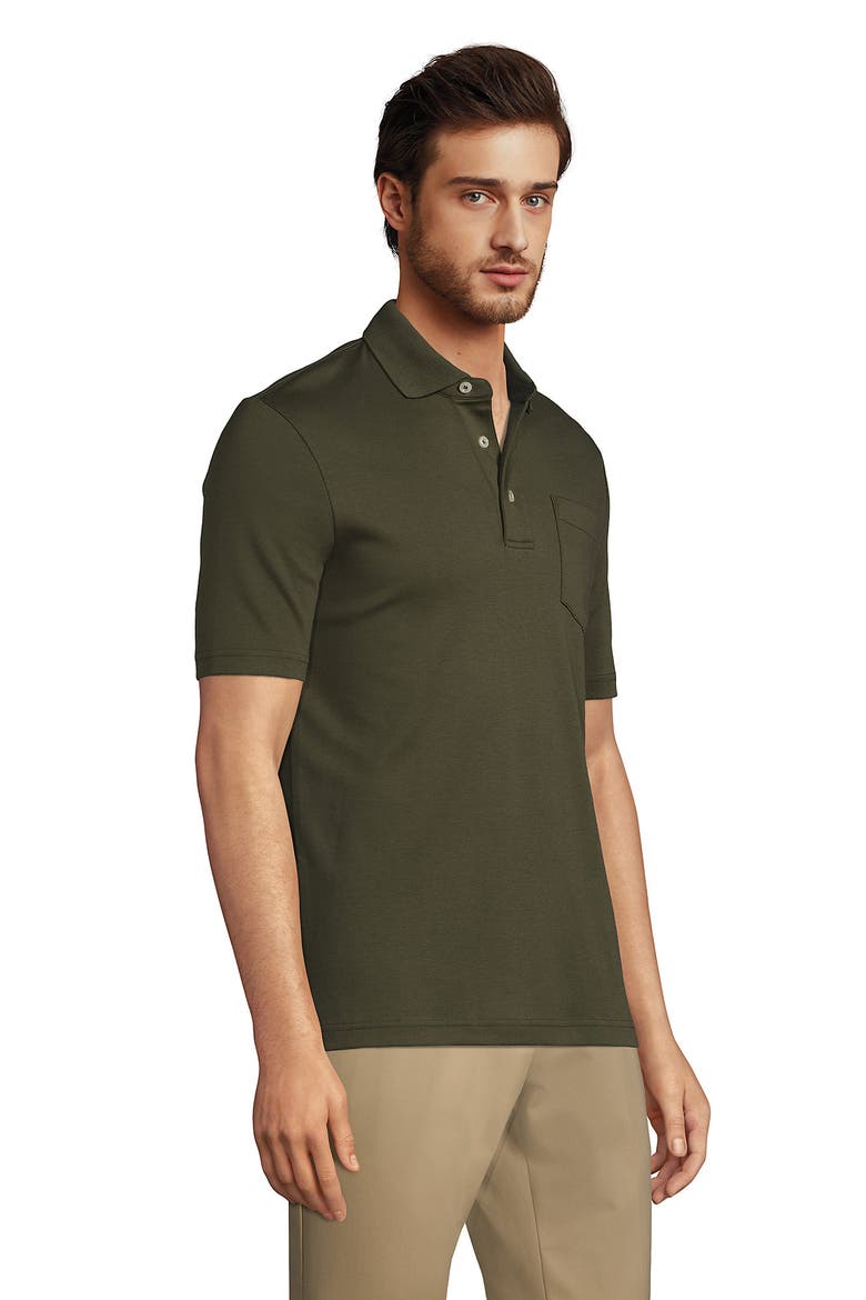 Short Sleeve Cotton Supima Polo Shirt with Pocket, Alternate, color, Forest Moss
