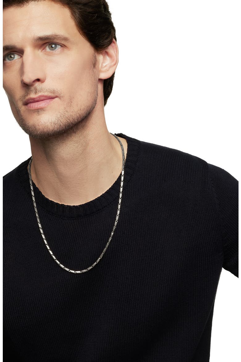 Men's Faceted Link Necklace in Sterling Silver, 3mm, Alternate, color, STERLING SILVER