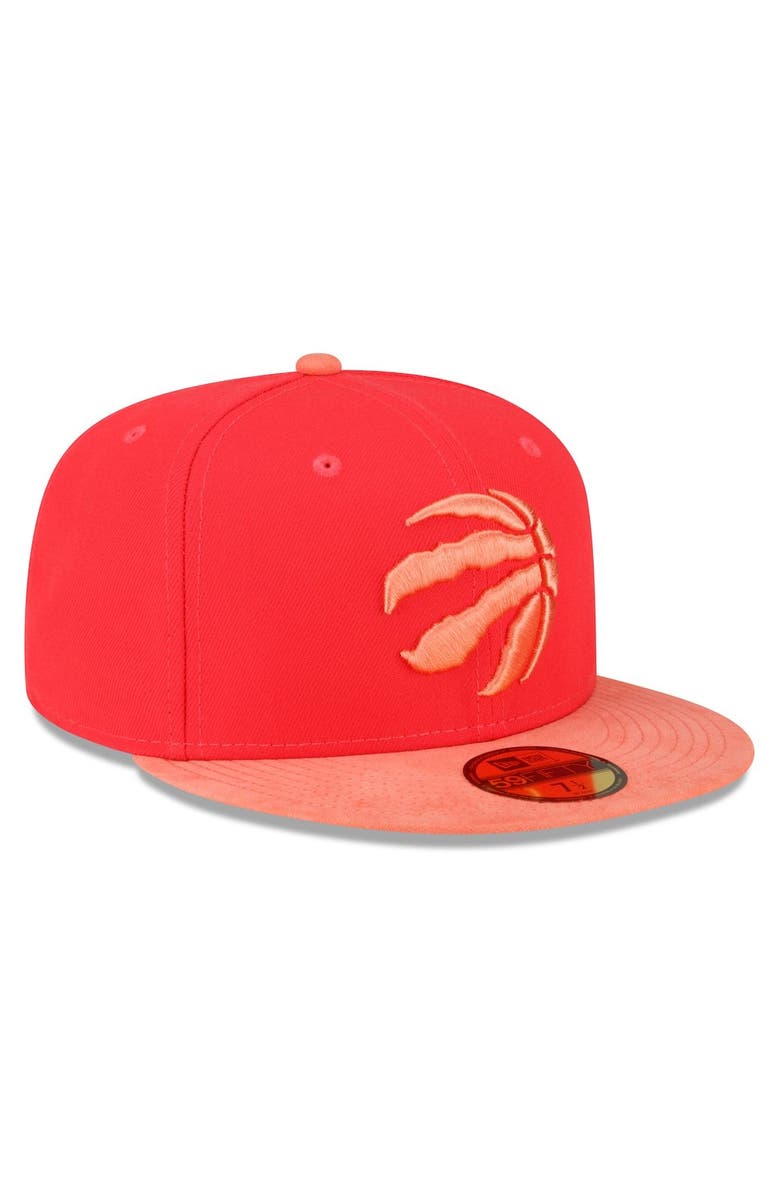 New Era Men's New Era Red/Peach Toronto Raptors Tonal 59FIFTY Fitted Hat, Alternate, color, 