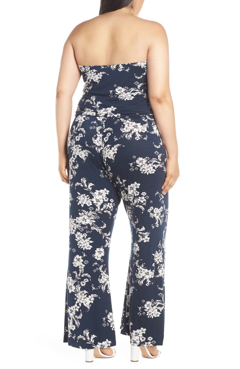 Lemon Tart Val Strapless Jumpsuit, Alternate, color, Pencil Floral