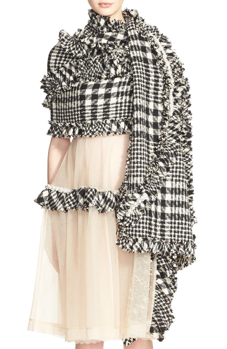 Simone Rocha Plaid Tweed Scarf, Main, color,