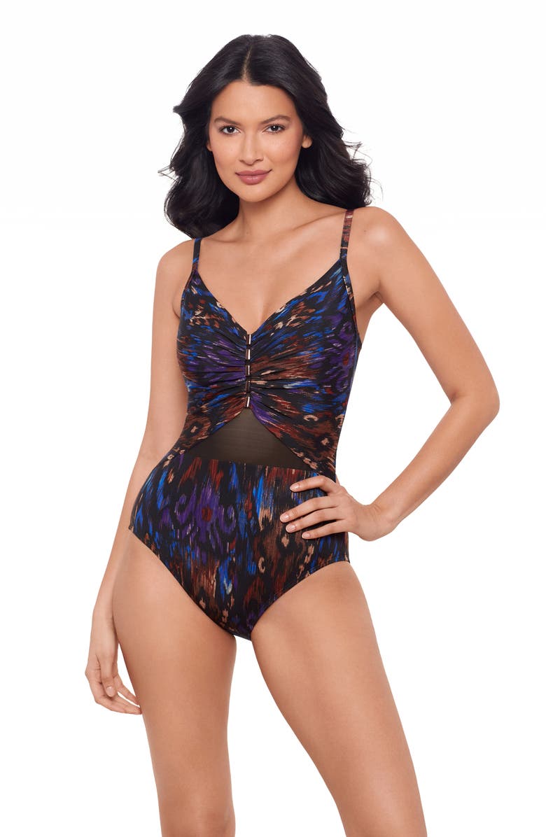 Miraclesuit<sup>®</sup> Tapiz Mariposa One-Piece Swimsuit, Alternate, color, Black/ Multi