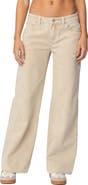 EDIKTED Leopard Star Low Rise Wide Leg Jeans