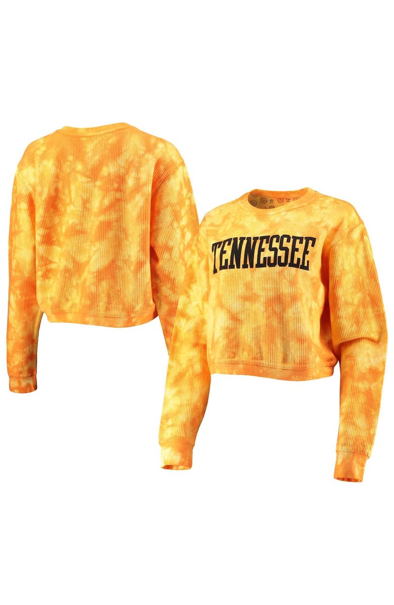 PRESSBOX Women's Pressbox Tennessee Orange Tennessee Volunteers Campus Tie-Dye Comfy Cord Pullover Sweatshirt, Main, color, Tennessee Orange