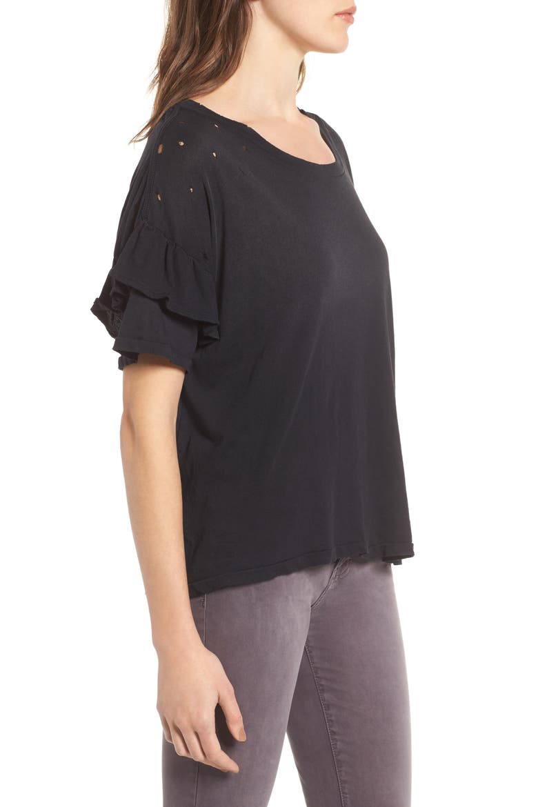 The Ruffle Roadie Tee, Alternate, color, WASHED BLACK DESTROY
