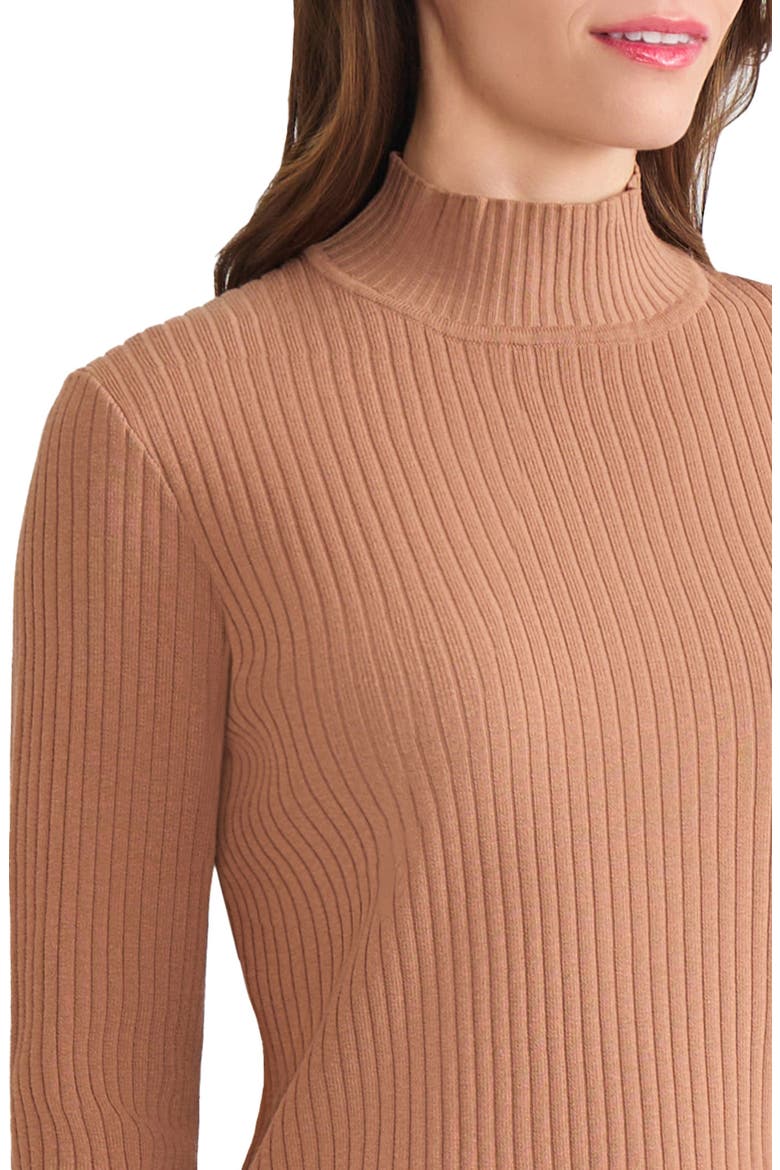 Rib Mock Neck Sweater, Alternate, color, CAF AU LAIT