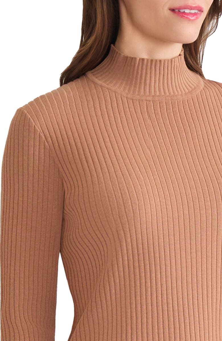 Jones New York Rib Mock Neck Sweater, Alternate, color, Caf Au Lait