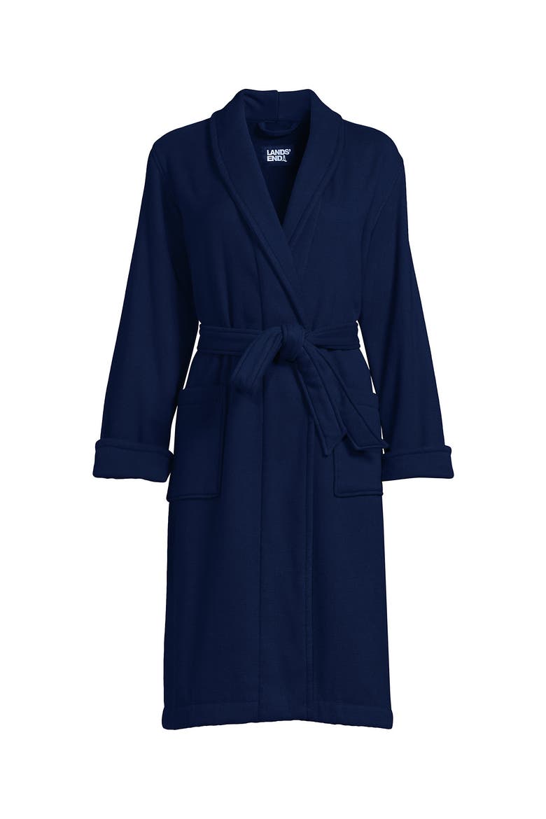 Cotton Terry Knee Length Spa Bath Robe, Alternate, color, Deep Sea Navy