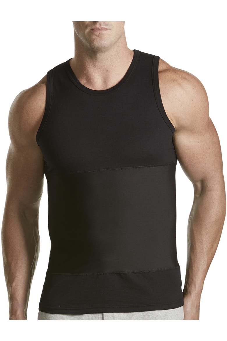 Big & Tall Shapewear Tank T-Shirt, Main, color, BLACK