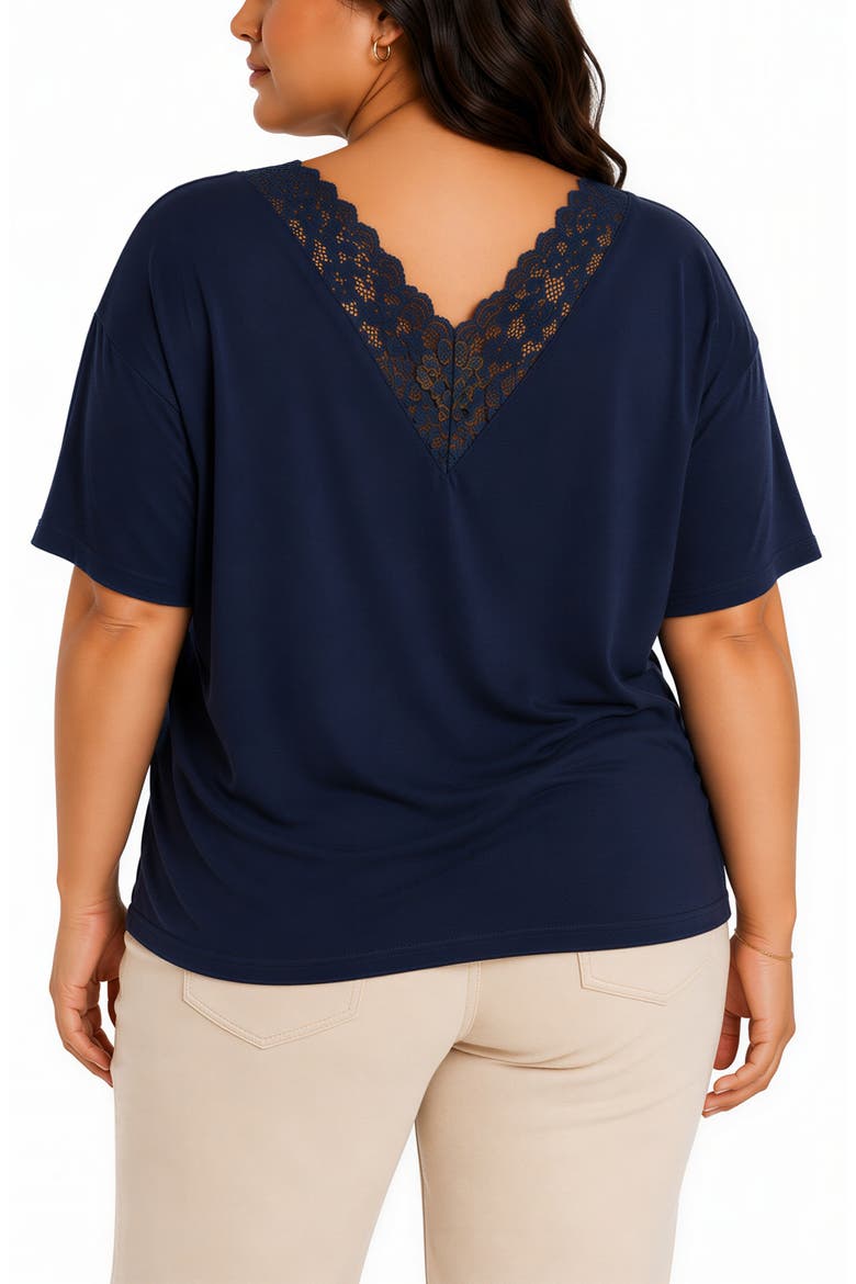 Reversible Lace V Neck T-Shirt, Alternate, color, NAVY