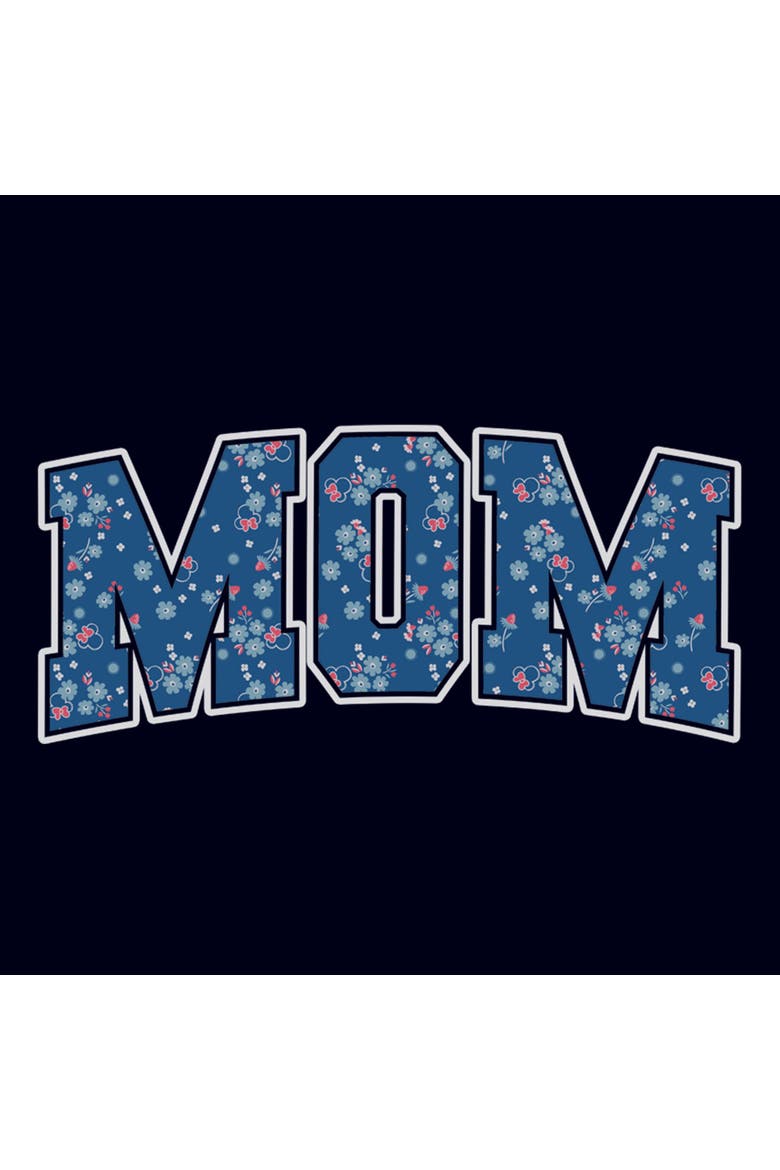 Women's Minnie Mouse Mom Collegiate Flower Pattern  Graphic T-Shirt, Alternate, color, Navy Blue
