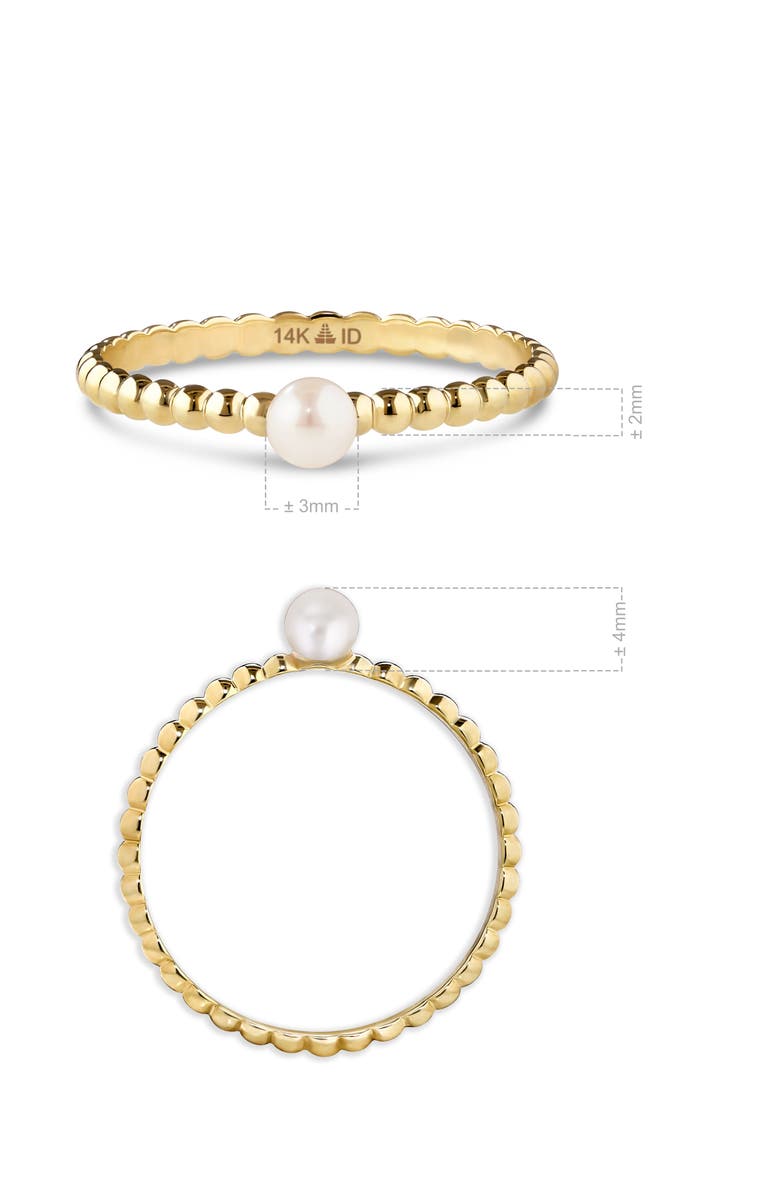 DEVATA Freshwater Pearl Beaded Ball Ring in 14K Gold, 3mm, Alternate, color, Yellow Gold