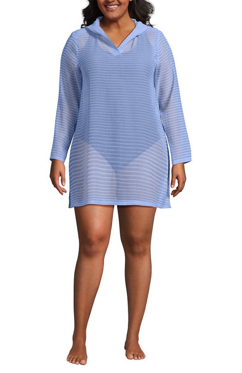 LANDS' END LANDS' END COTTON JERSEY LONG SLEEVE HOODED SWIM COVER-UP DRESS 