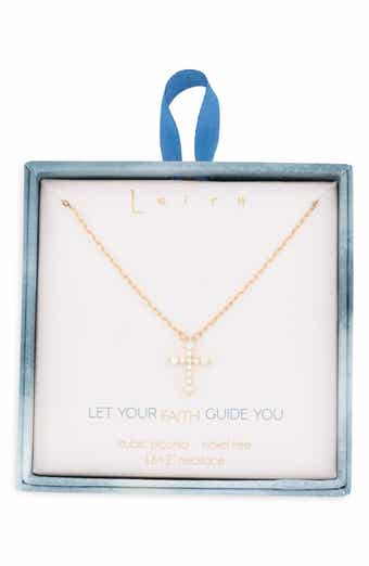 Leith Cubic Zirconia Cross Pendant Necklace