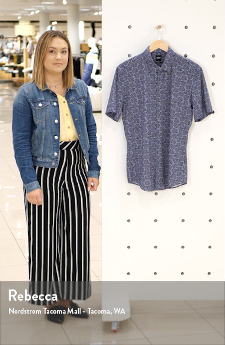 Robb Sharp Fit Floral Stretch Short Sleeve Button-Up Shirt, sales video thumbnail