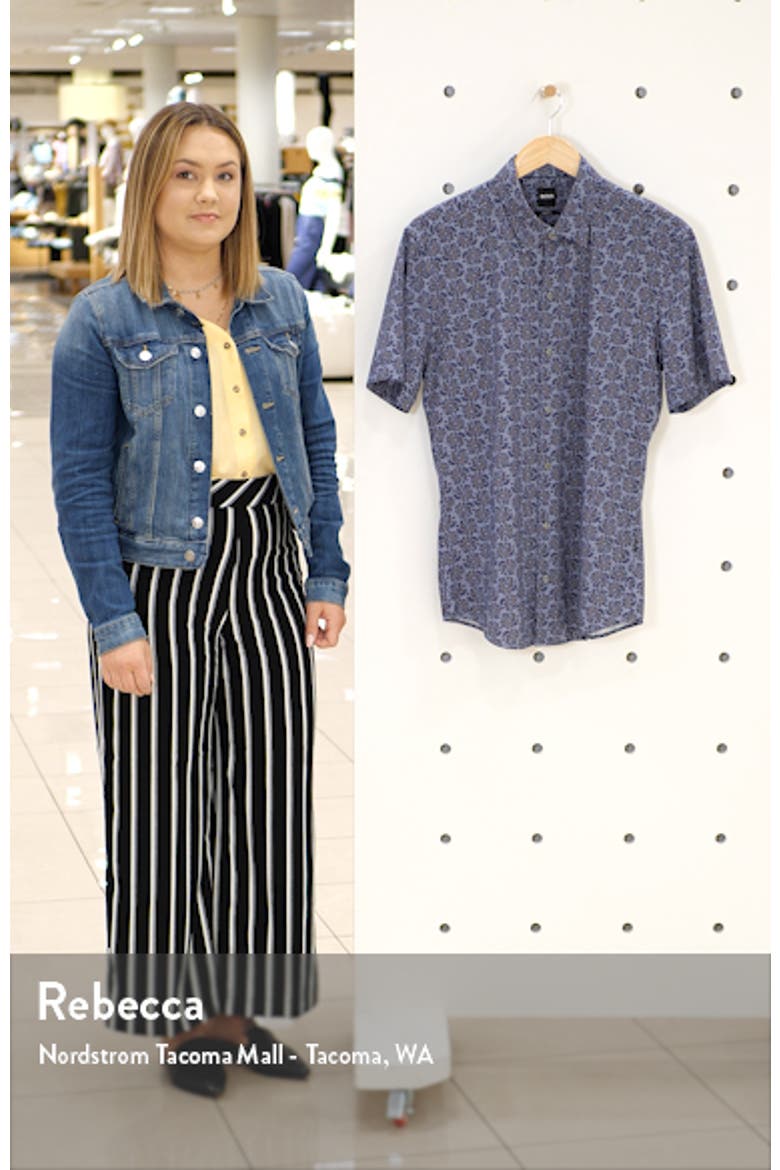Robb Sharp Fit Floral Stretch Short Sleeve Button-Up Shirt video