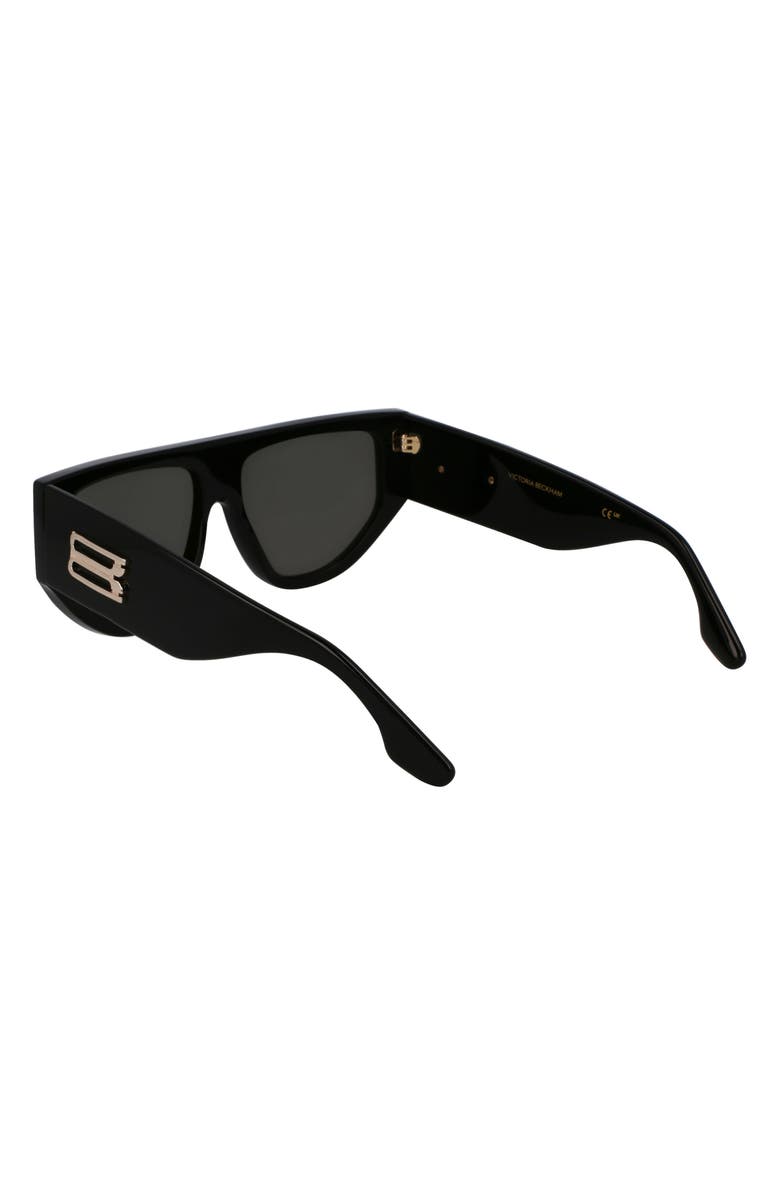 Victoria Beckham B-Buckle 55mm Modified Rectangular Sunglasses, Alternate, color, Black