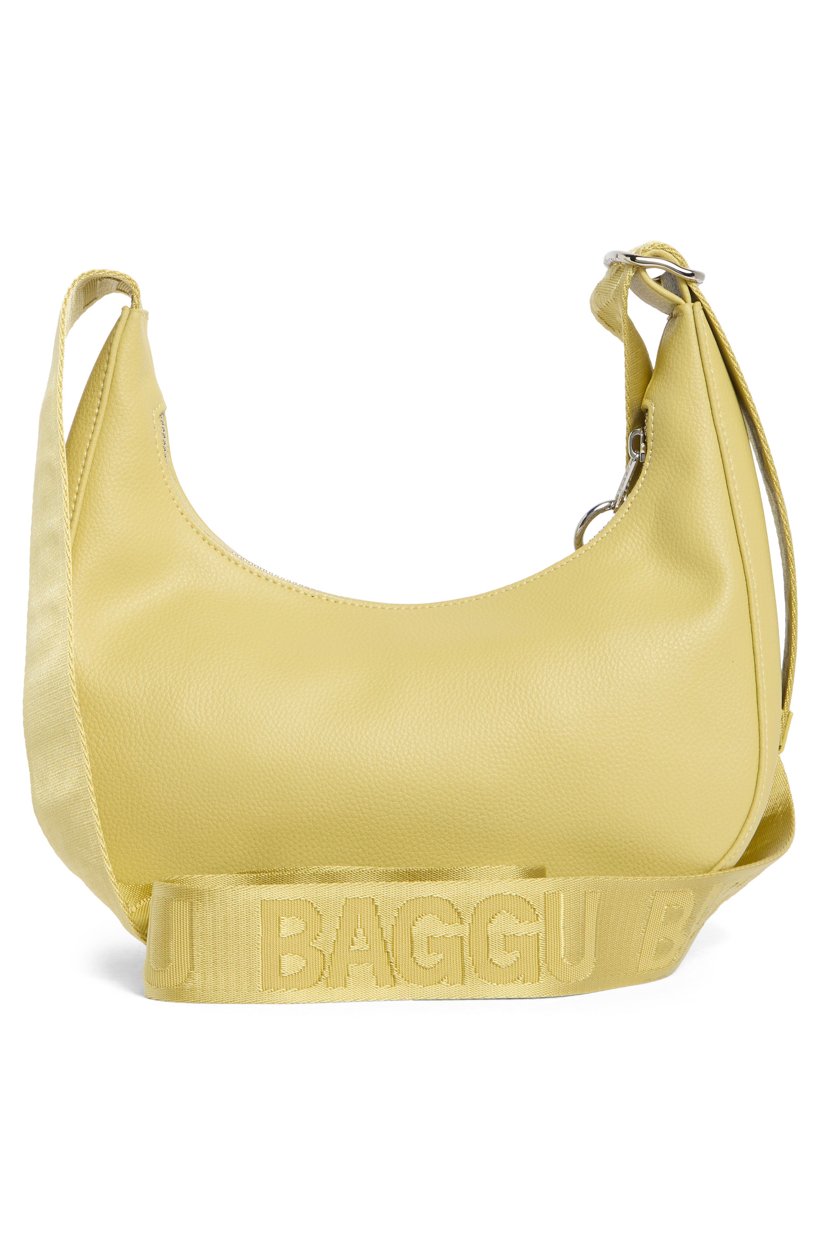 Baggu Small Recycled Leather Crescent Bag, Alternate, color, Straw