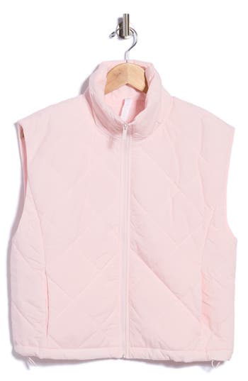 Z By Zella Wander Diamond Quilted Vest In Pink Slipper