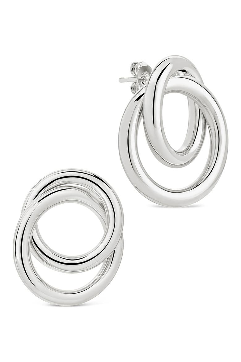 Arnaude Interlocking Circle Stud Earrings, Alternate, color, SILVER