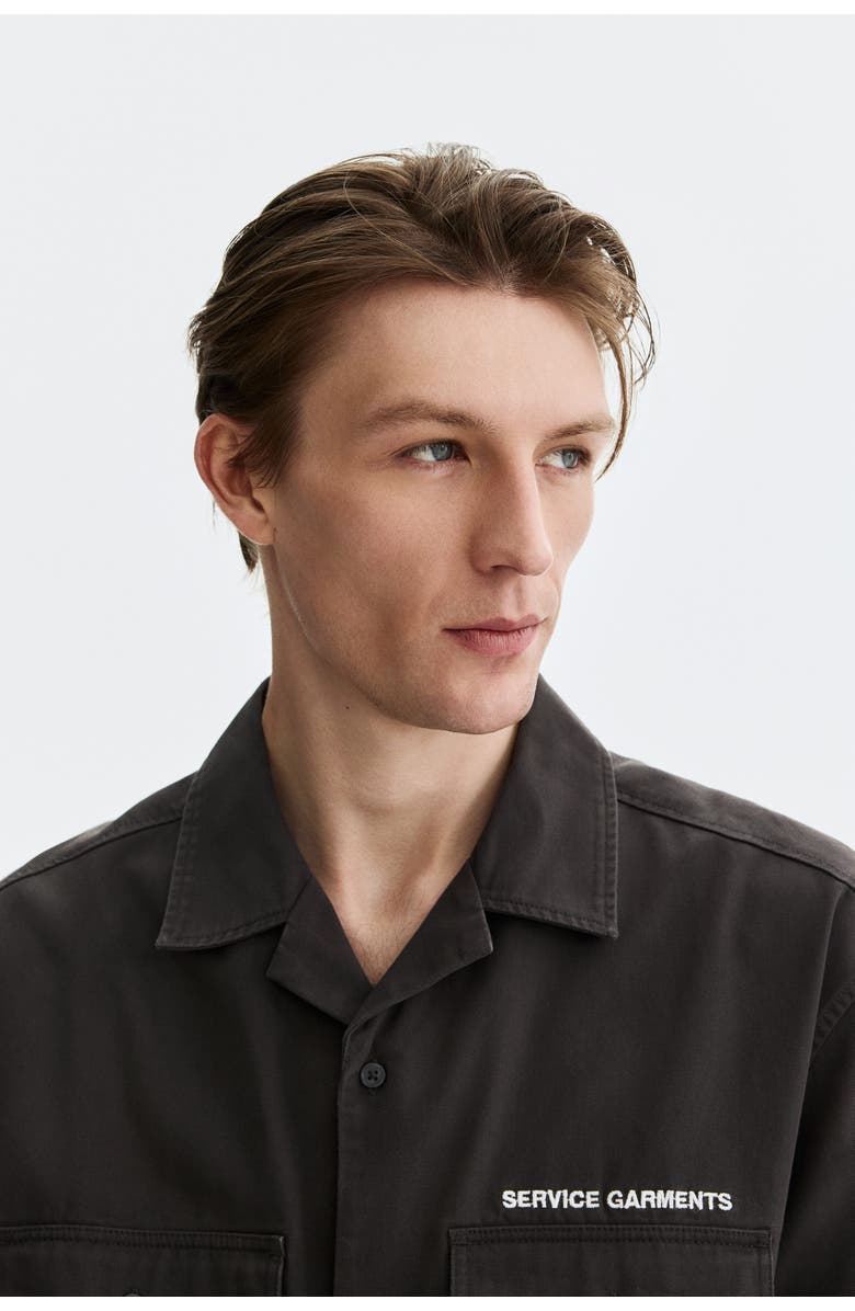 H&M Relaxed-fit short-sleeved utility shirt, Alternate, color, Dark Gray/Service Garments