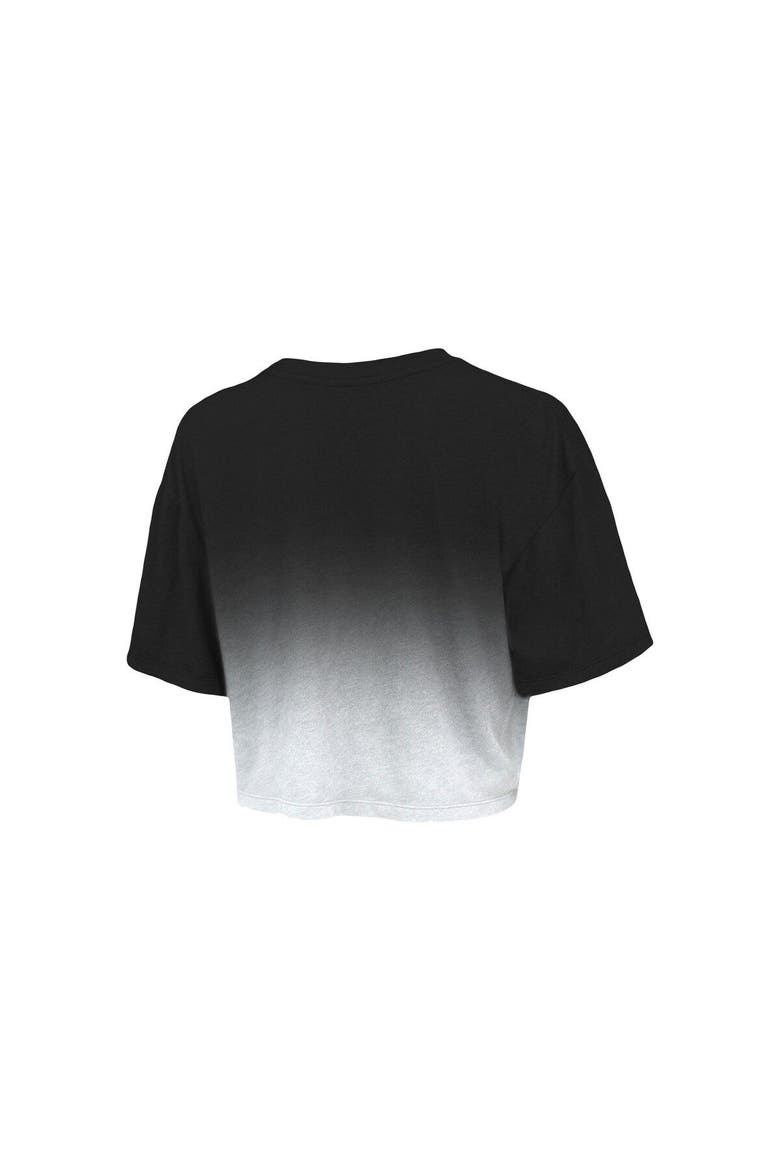Women's Majestic Threads Black/White Brooklyn Nets Repeat Dip-Dye Cropped T-Shirt, Alternate, color, Black