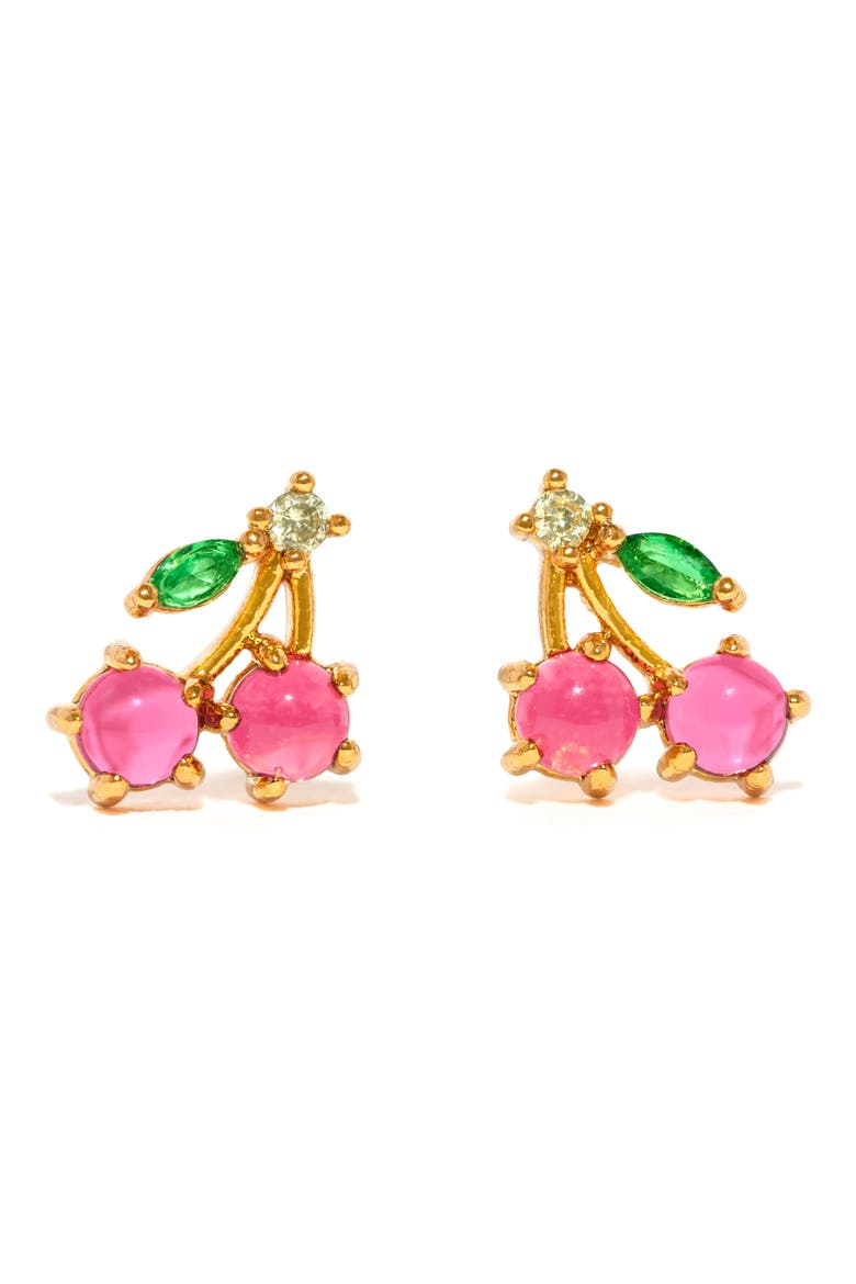 Cherry Stud Earrings, Main, color, GOLD