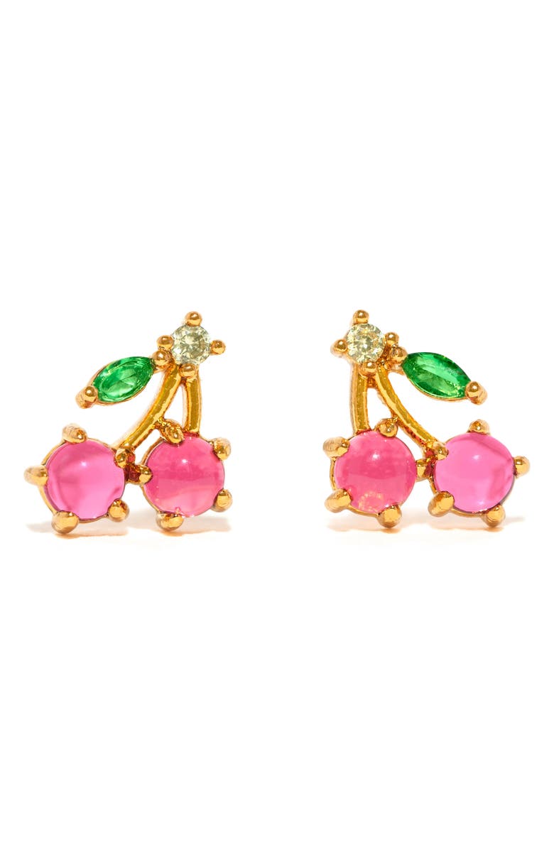 Girls Crew Cherry Stud Earrings, Main, color, Gold