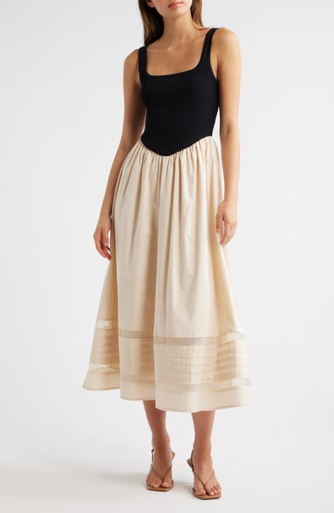 Sleeveless Mixed Media Maxi Dress
