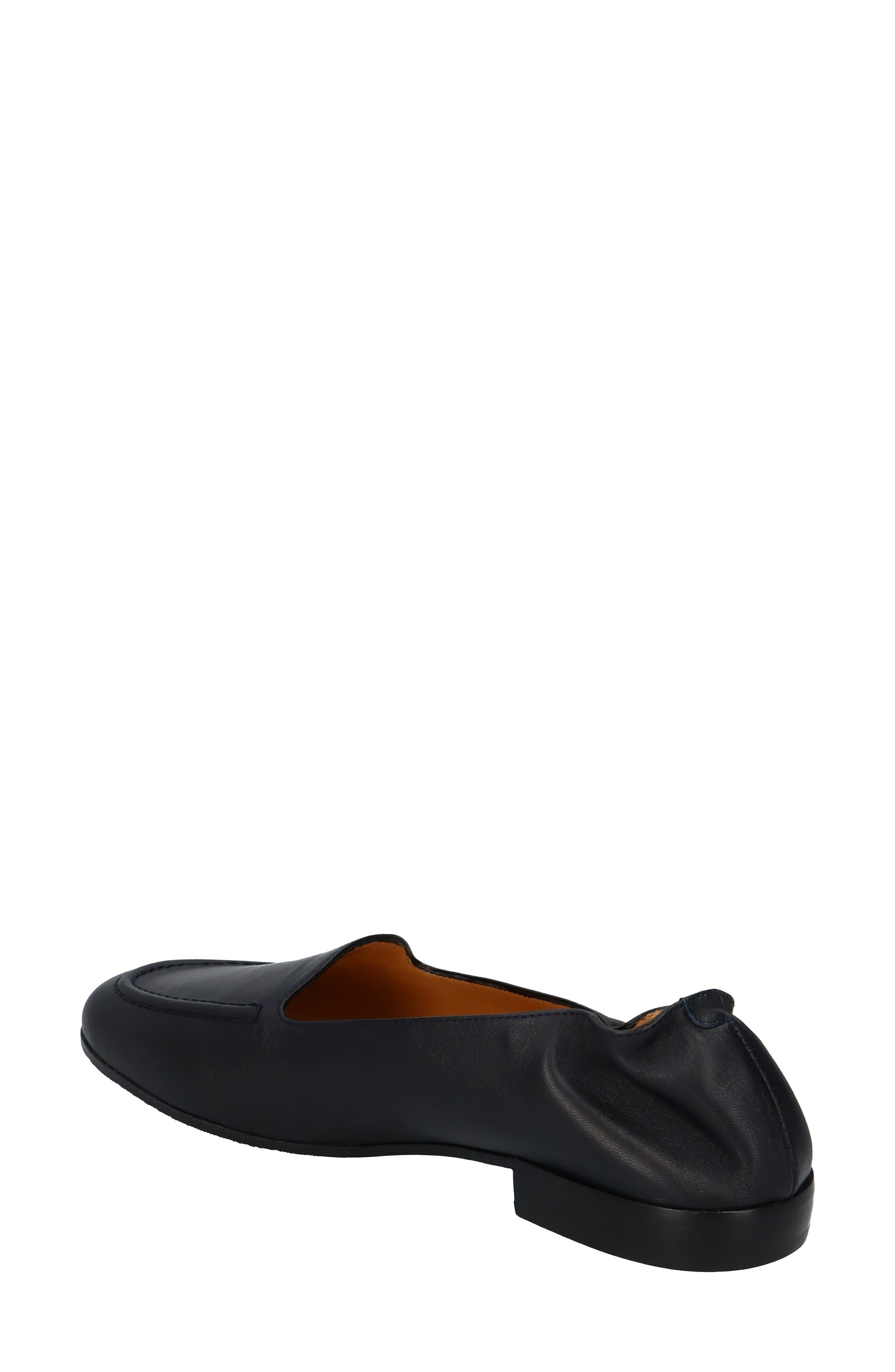 Ruched Leather Loafer, Alternate, color, NAVY