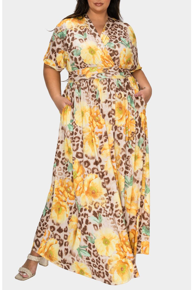 Panthera Floral Empire Waist Dress, Alternate, color, YELLOW