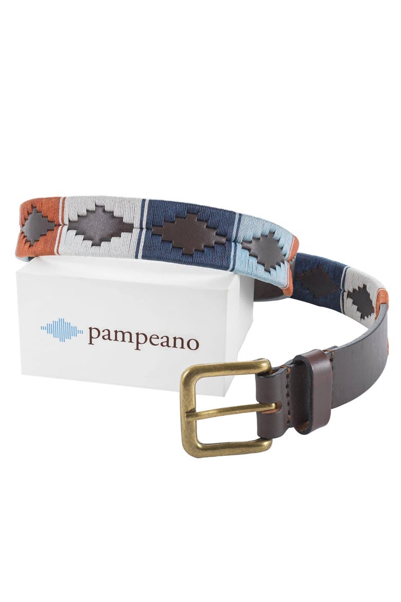 Orilla Leather Belt, Main, color, Brown/Burnt Orange/Cream