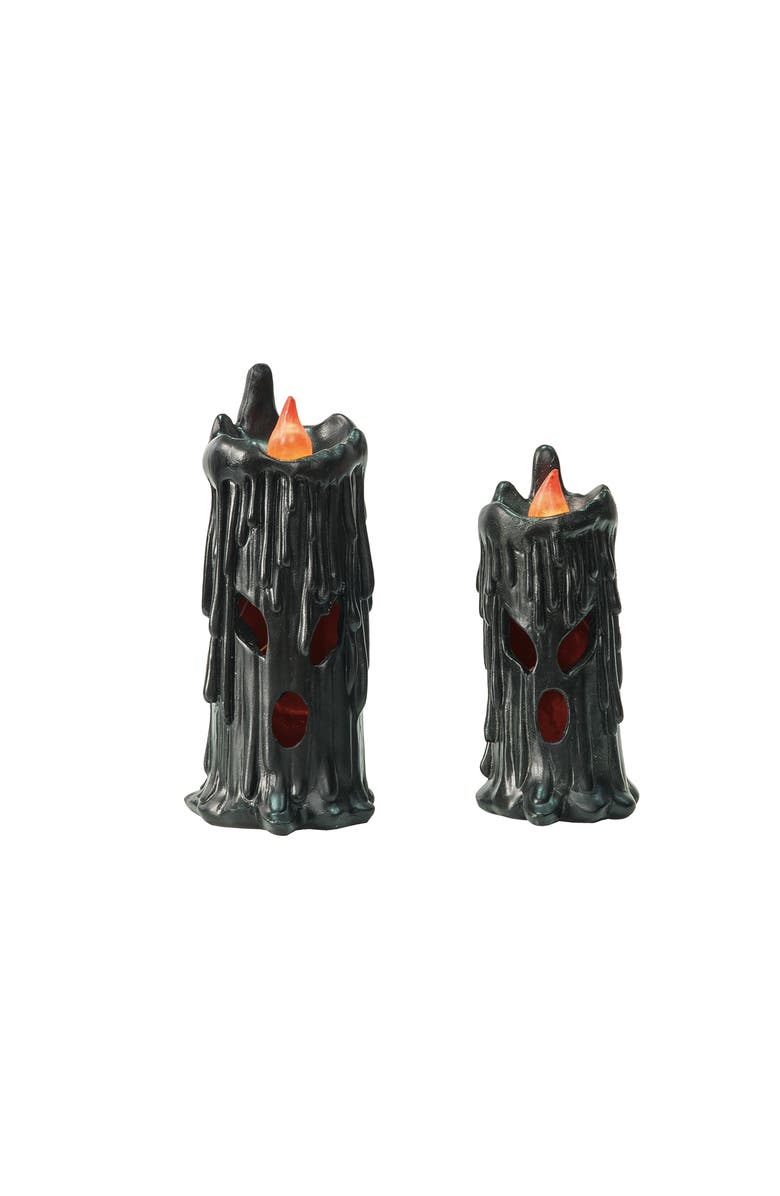 Transpac Black Halloween Creepy Candle Set of 2 Decorative Accent, Main, color, Black