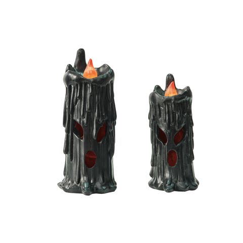 Black Halloween Creepy Candle Set of 2 Decorative Accent
