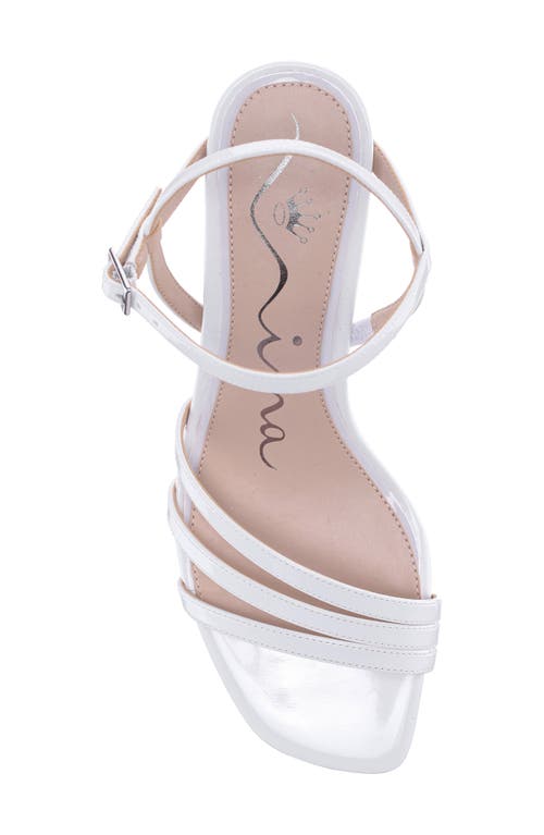 Nina Santana Ankle Strap Wedge Sandal In White