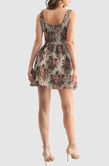 Corset Tapestry Jacquard Fit & Flare Minidress