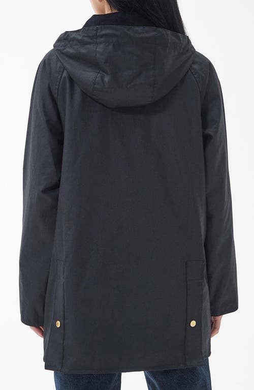 Barbour Highclere Hooded Waxed Jacket In Black