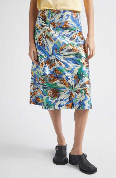Sequin Embroidered Floral Skirt