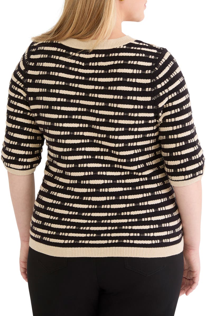 NIC+ZOE Atelier Short Sleeve Sweater, Alternate, color, Black Multi