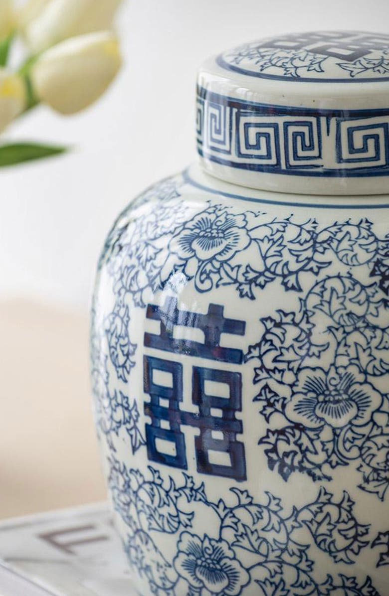 A & B Home Berit Lided Porcelain Jar, Alternate, color, 