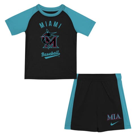 Preschool Nike Black/Teal Miami Marlins 2025 City Connect Shirt And Shorts Set