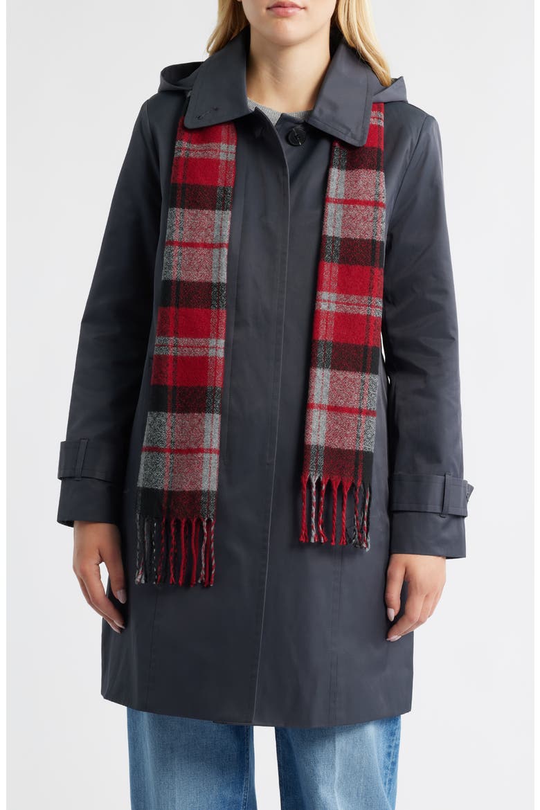 Short Raincoat with Scarf, Main, color, CHARCOAL