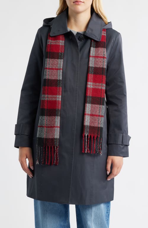 London Fog Short Raincoat With Scarf In Gray