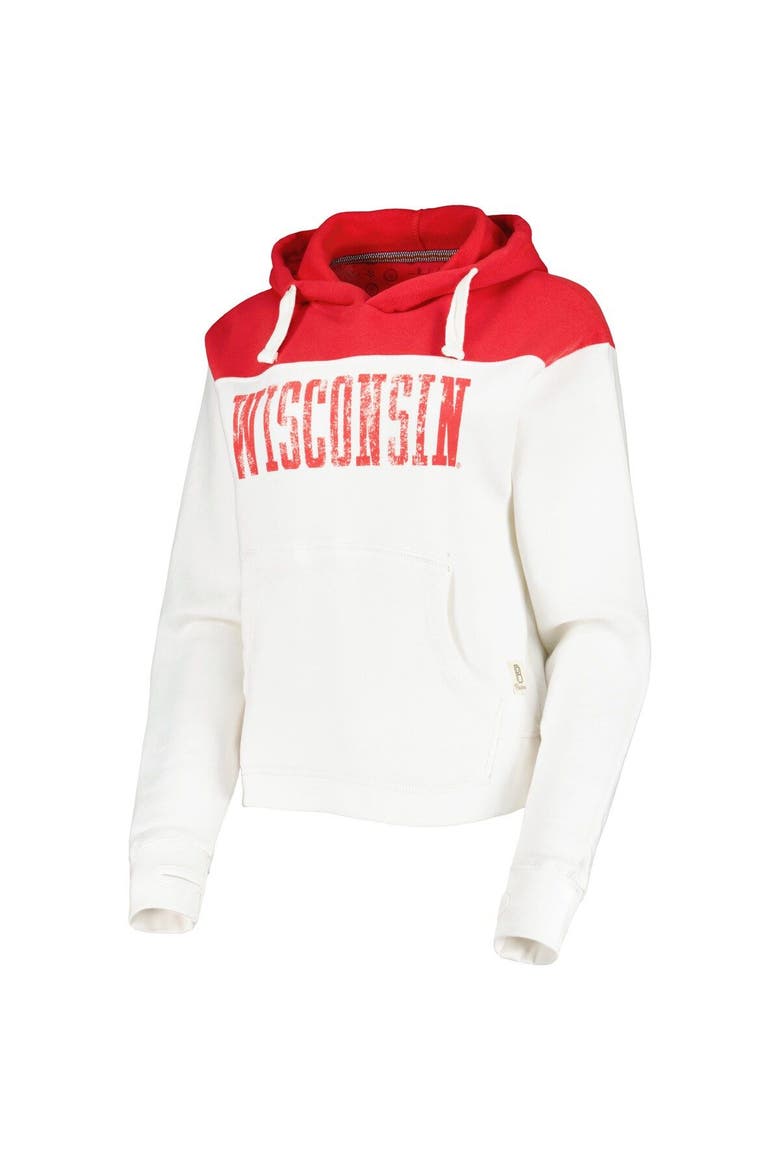 Women's Pressbox White/Red Wisconsin Badgers Chicago 2-Hit Yoke Pullover Hoodie, Alternate, color, White