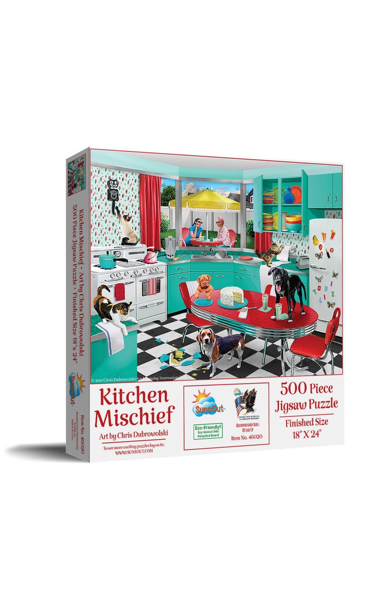 Sunsout Kitchen Mischief 500 piece Jigsaw Puzzle for Adults, Main, color, Multicolor