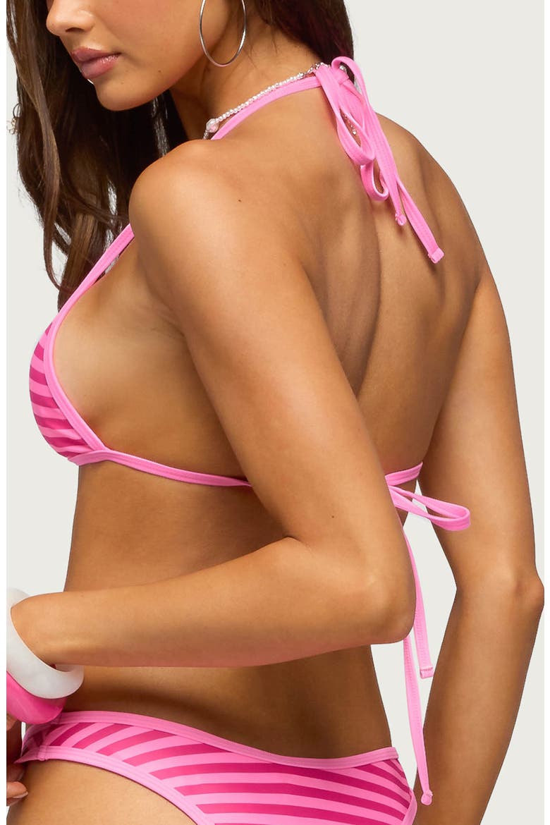 Jayla Striped Triangle Bikini Top, Alternate, color, PINK