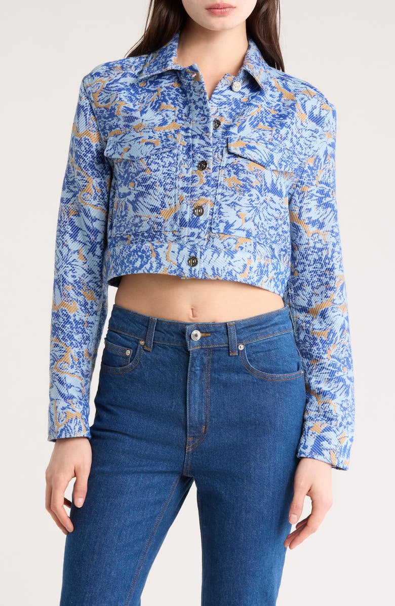 Derek Lam 10 Crosby Marc Patch Pocket Jacquard Jacket, Main, color, Ciel Multi