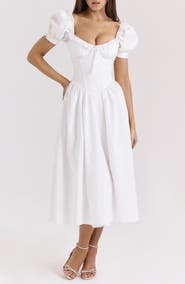 HOUSE OF CB Lulabell Puff Sleeve Midi Dress