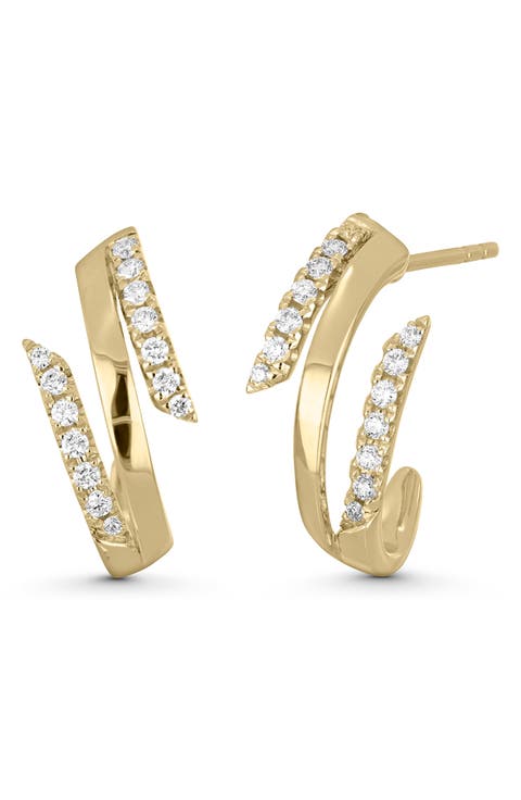 Kiera 18k Gold Diamond Triple Wrap Huggie Earrings